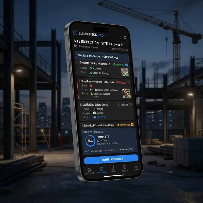 Telas do sistema de Checklist de Obras
