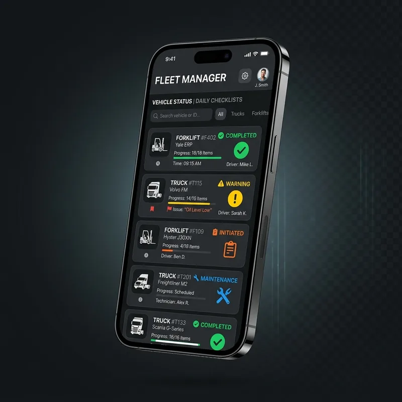 Telas do sistema FleetCheck